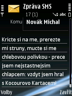 SMSka Peti Nováků bráchovi Michalovi